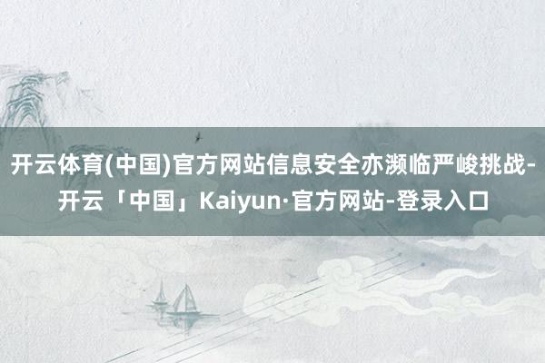 开云体育(中国)官方网站信息安全亦濒临严峻挑战-开云「中国」Kaiyun·官方网站-登录入口